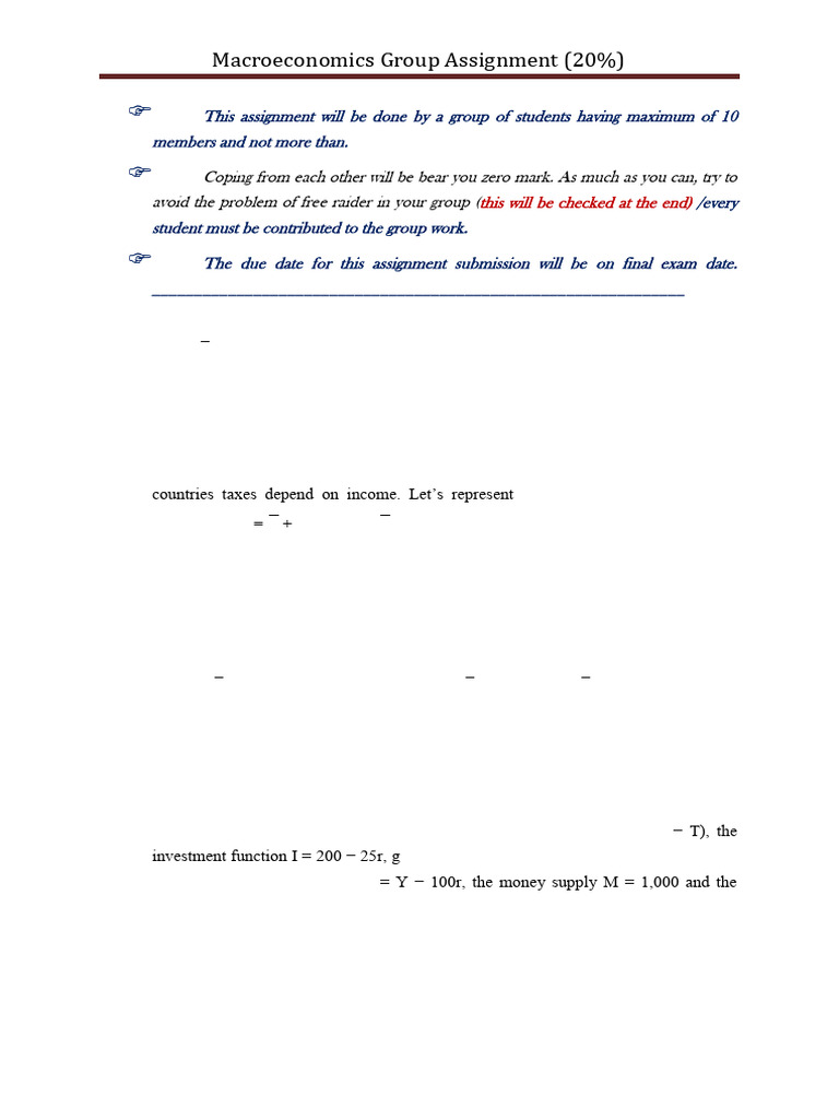 Macroeconomics Group Assignment Overview | PDF | Economies | Economics