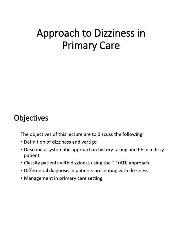 Dizziness Management in Primary Care | PDF | Vertigo | Medicine