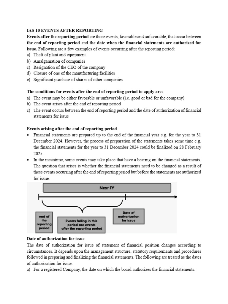 IAS 10: Events After Reporting Period | PDF | Going Concern | Business