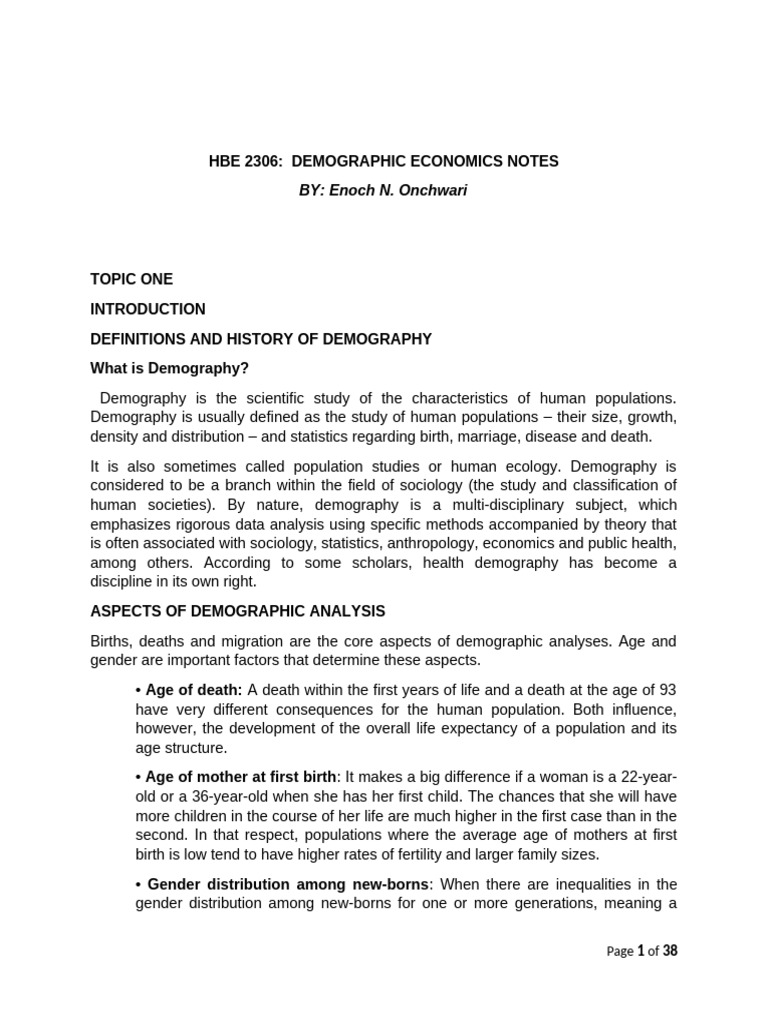 Demographic Notes 08.09.2025 | PDF | Demography | Census