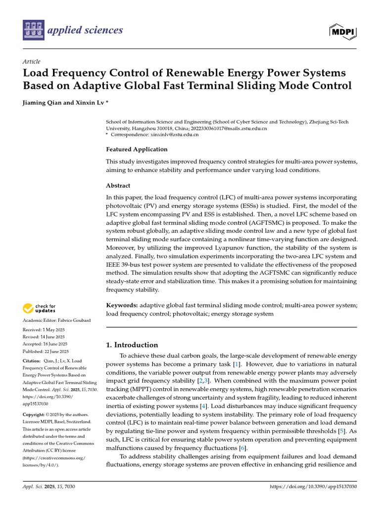Load Frequency Control in Renewable Systems | PDF | Control Theory ...