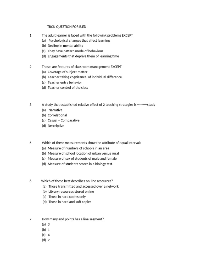 B.Ed Exam Questions and Answers Guide | PDF | Cognition | Behavioural ...
