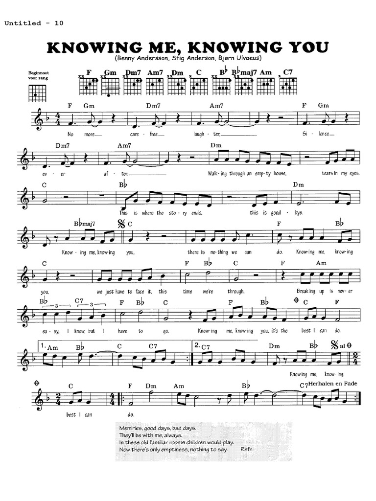Knowing Me, Knowing You-Abba | PDF