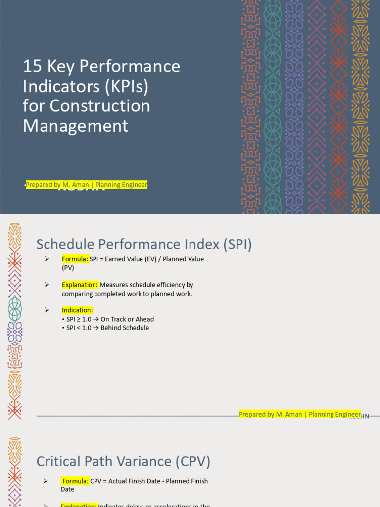 15 Essential KPIs for Construction Management | PDF | Business | Economies