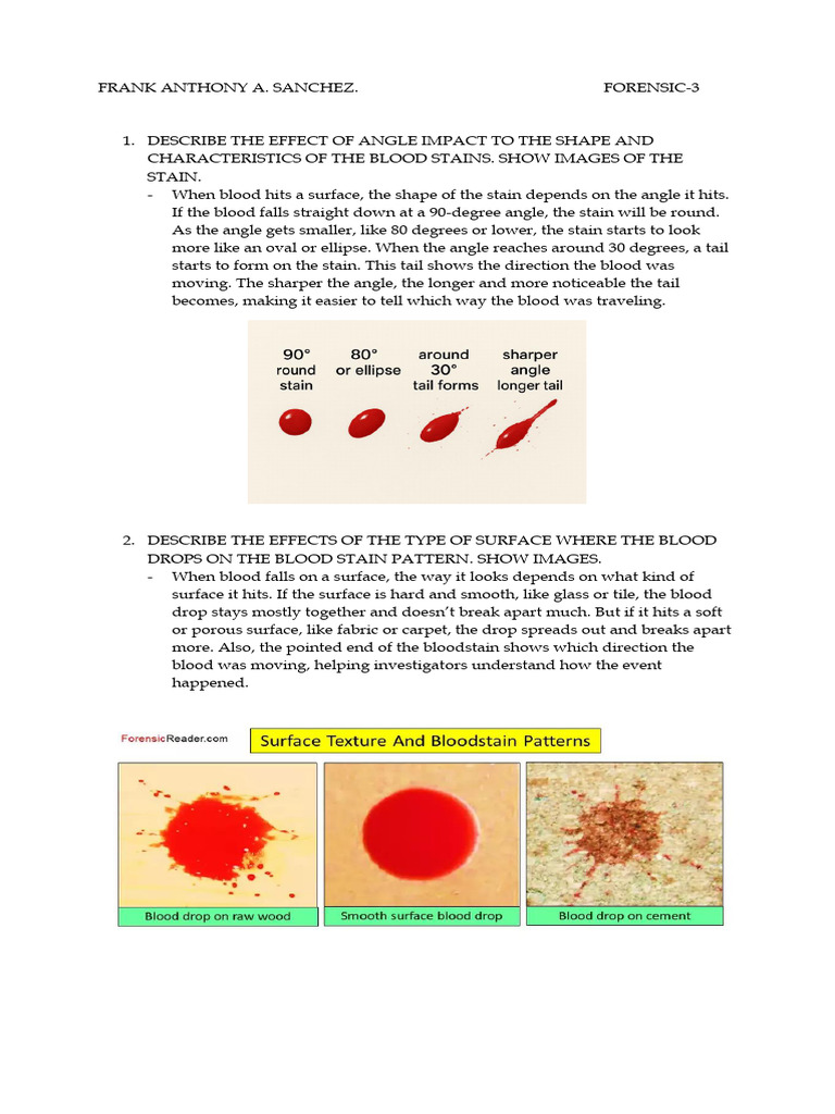 Blood Stain Analysis in Forensics | PDF
