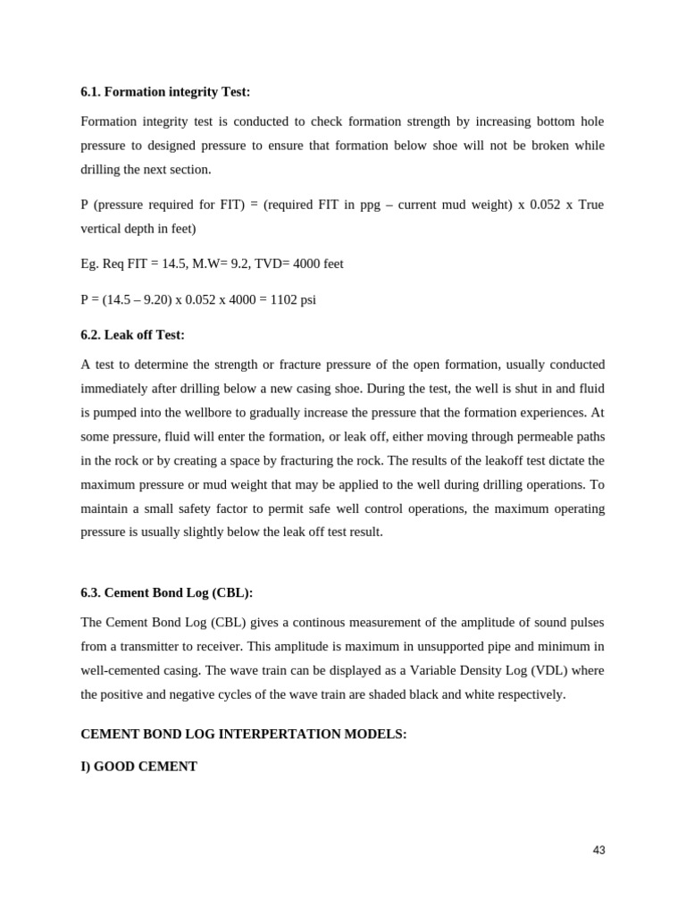 Formation Integrity and Cement Testing Methods | PDF