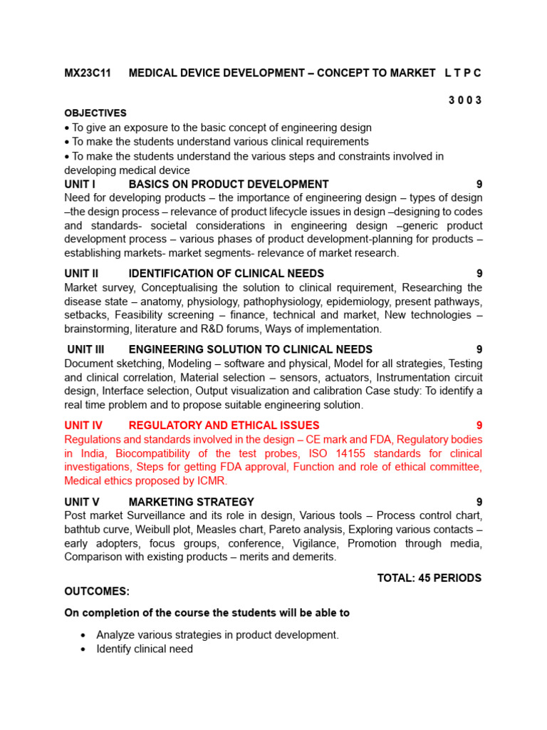 Medical Device Development Course Guide | PDF | Medical Device ...