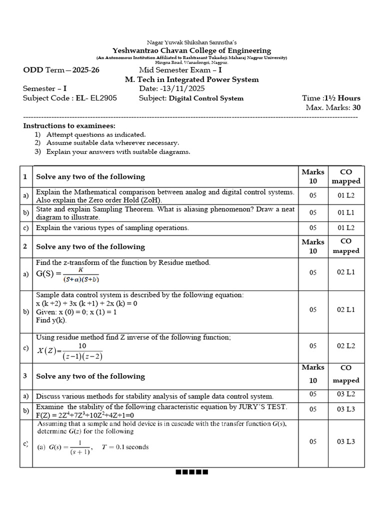MSE-1_DCS_ 2025-26_q_paper | PDF | Mathematical Analysis | Mathematics