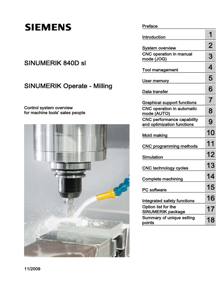 SINUMERIK 840D sl Milling Overview | PDF | Machining | Computer Keyboard