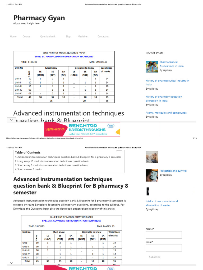 Advanced Instrumentation Techniques Q&A | PDF | High Performance Liquid ...