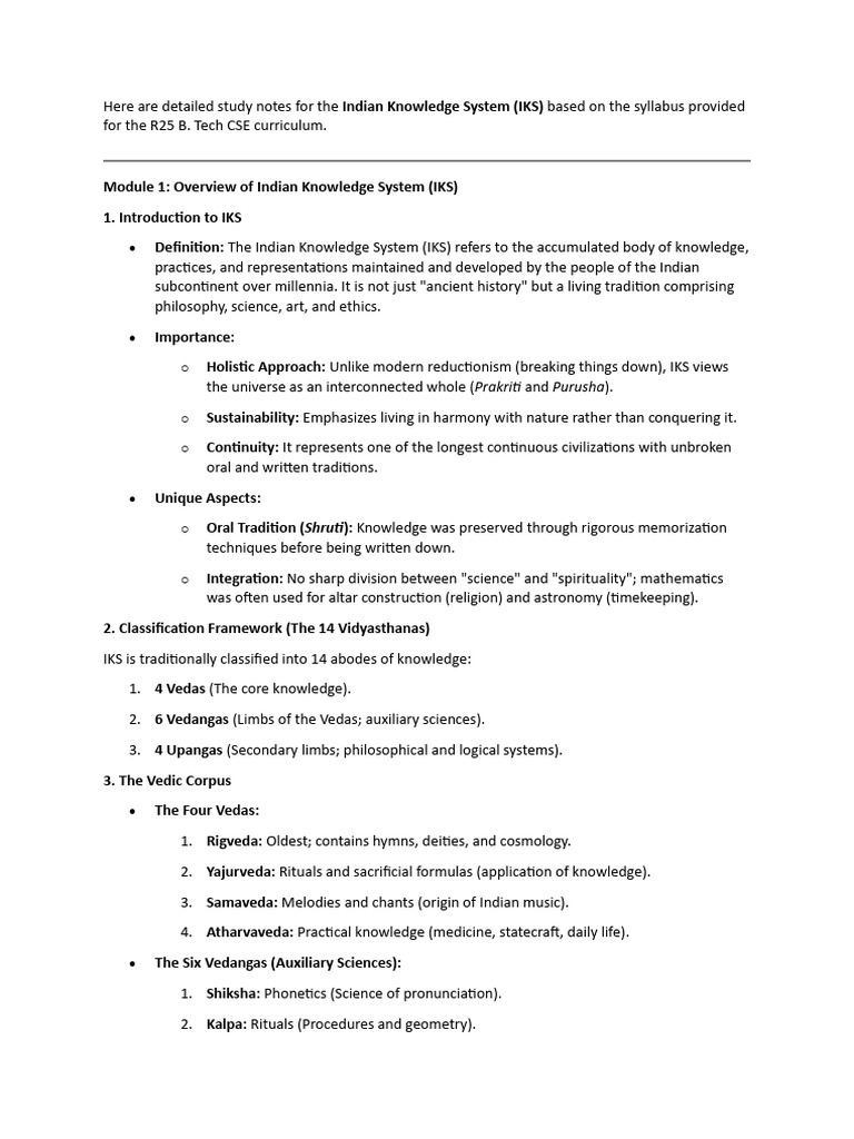Indian Knowledge System Study Notes | PDF | Vedas | Indian Philosophy