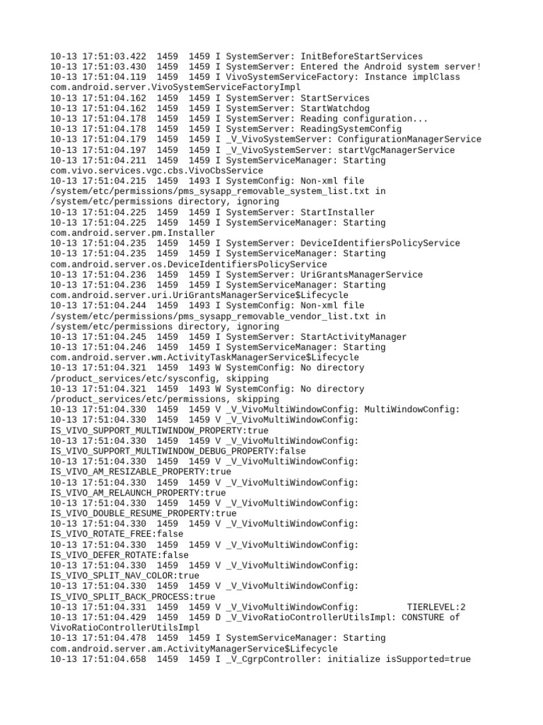 Android System Server Initialization Logs | PDF | Computer Architecture ...