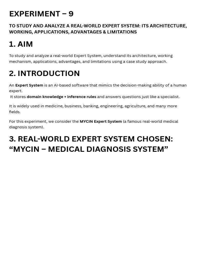 MYCIN Expert System Analysis & Applications | PDF