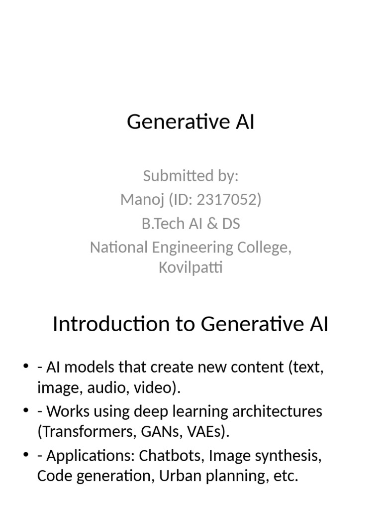 Generative AI Presentation | PDF