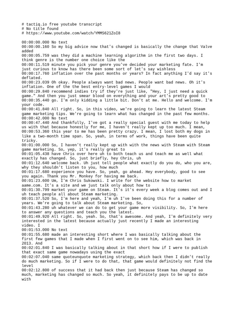 Tactiq Free Transcript YMMS621ZoI8 | PDF | Minecraft | Video Games