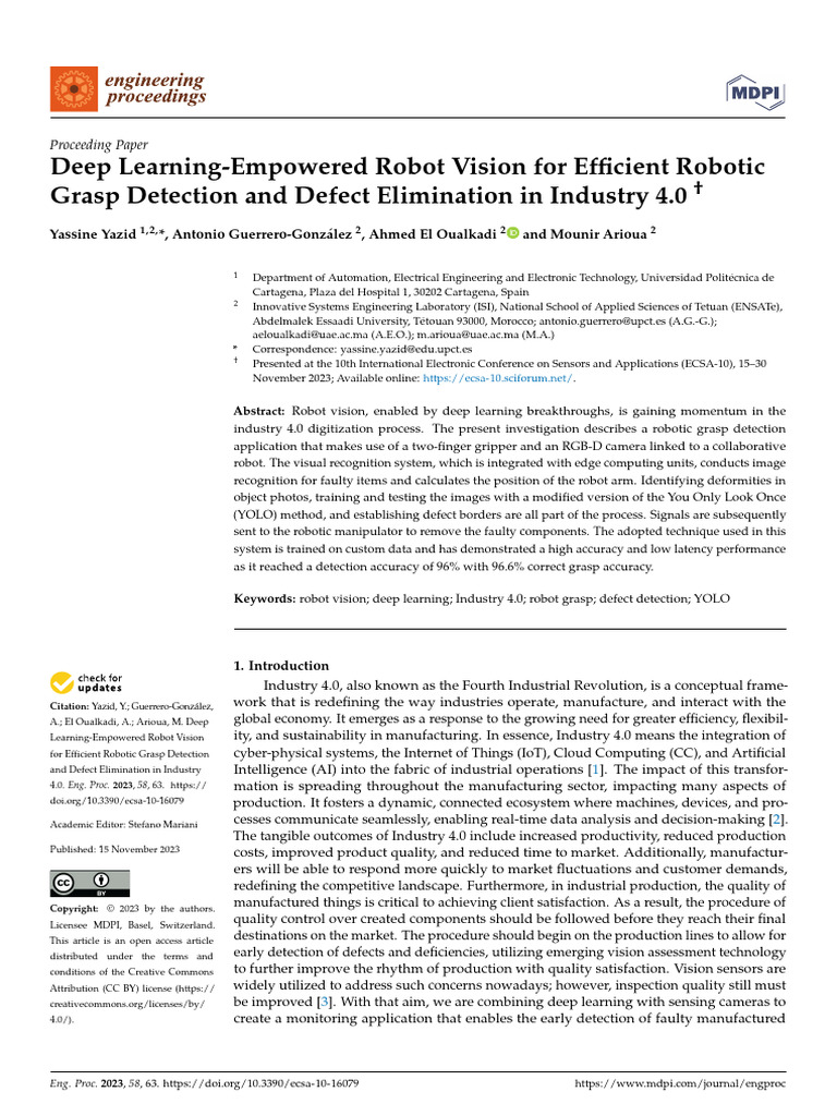 Deep Learning for Robotic Grasping & Defect Detection | PDF | Computer ...