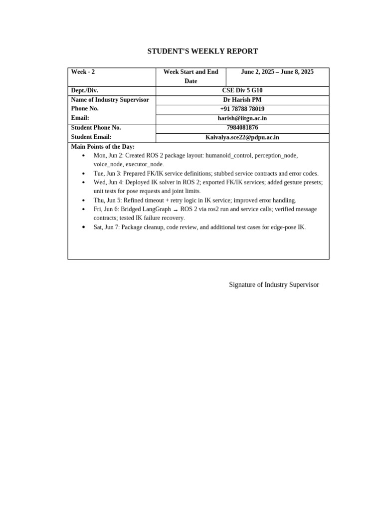 CSE Weekly Report: ROS 2 Development | PDF