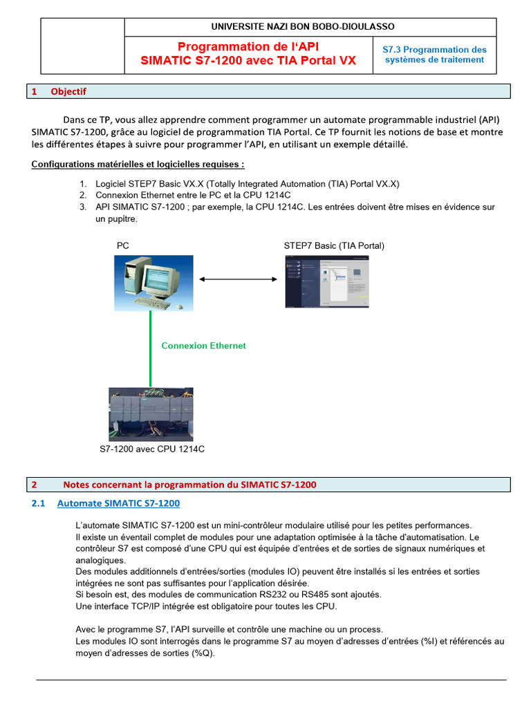 Programmation API S7-1200 avec TIA Portal | PDF | Protocoles Internet ...