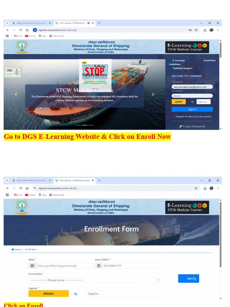 DGS E-Learning Course Enrollment Guide | PDF
