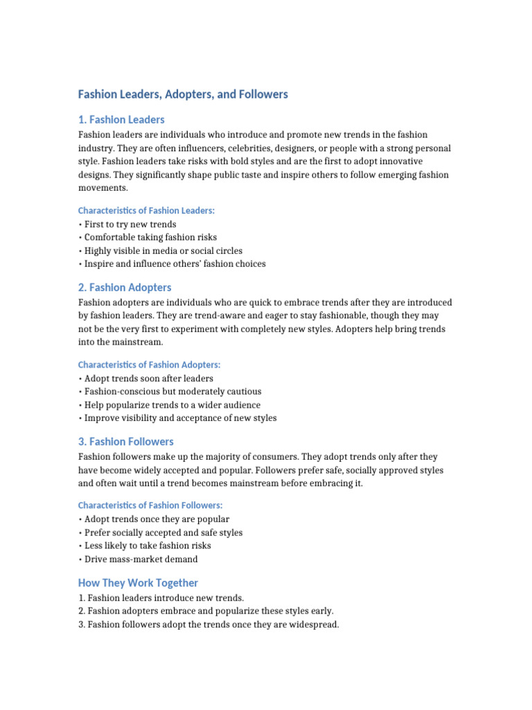 Understanding Fashion Leaders and Trends | PDF