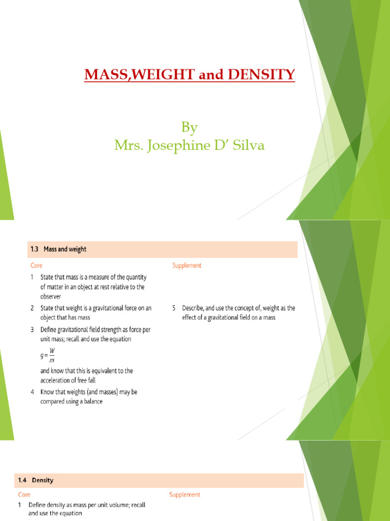 Understanding Mass, Weight, and Density | PDF | Weight | Mass