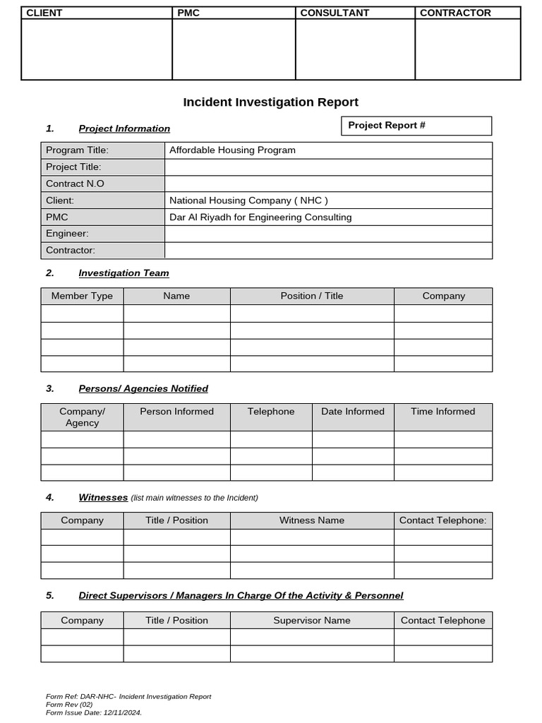 Incident Investigation Report Template | PDF | First Aid | Personal ...