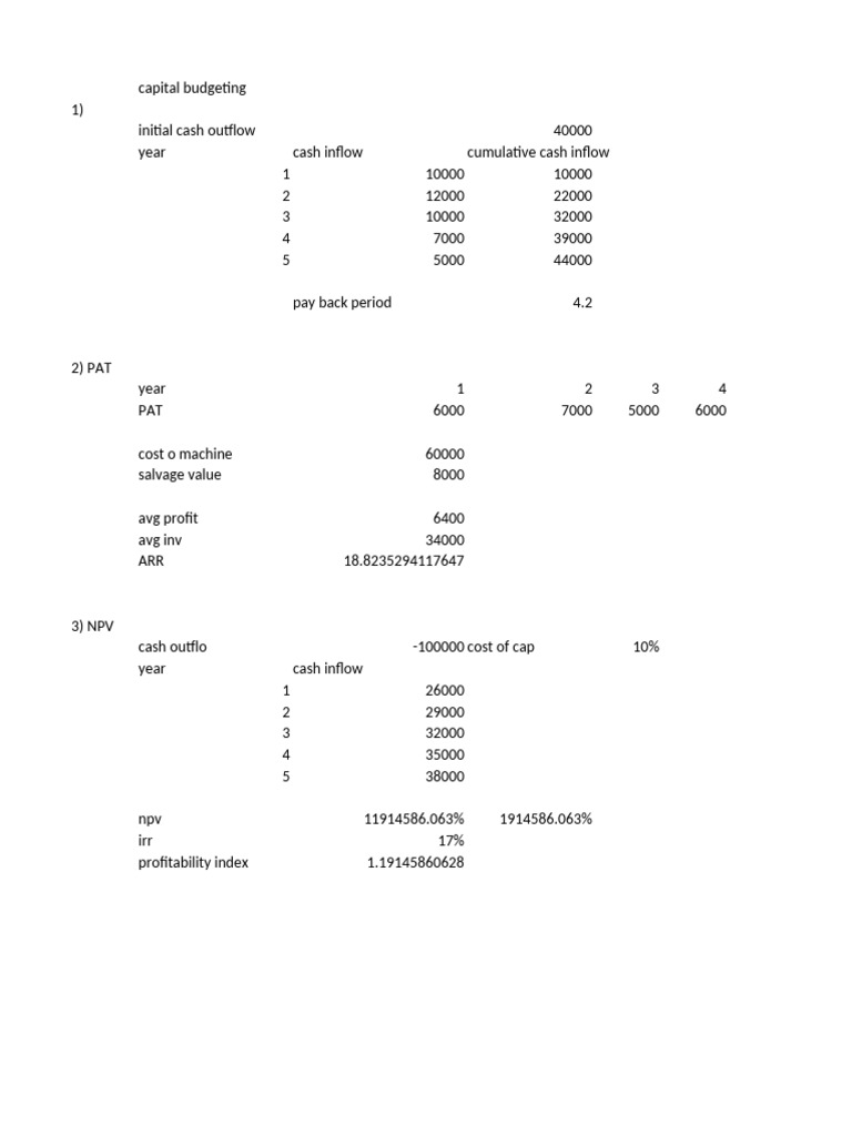 Capital Budgeting Analysis and Metrics | PDF