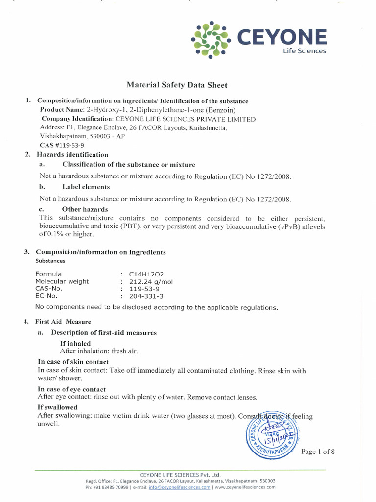 Benzoin MSDS PDF