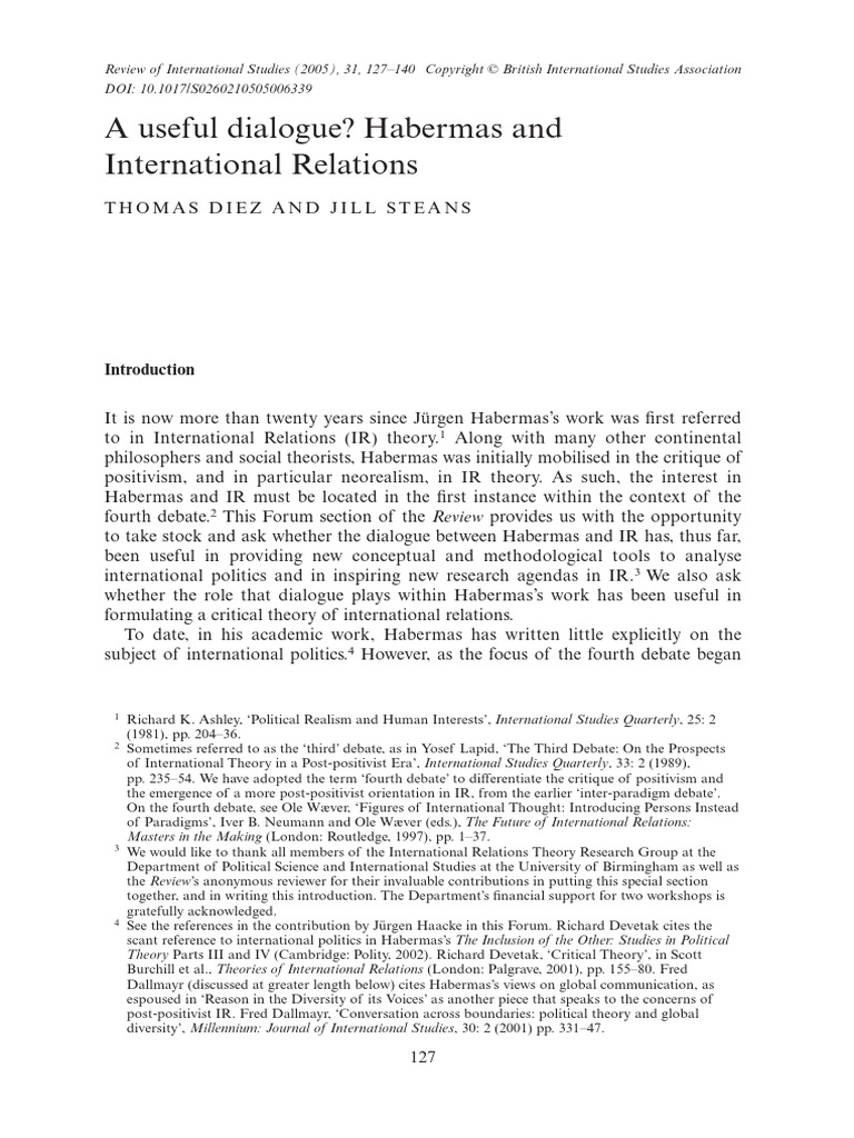 A Useful Dialogue Habermas and Internati | PDF | Critical Theory ...