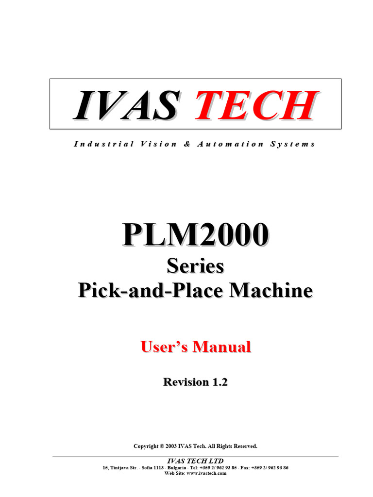 PLM2000 Pick-and-Place User Manual | PDF | Computer Program | Programming