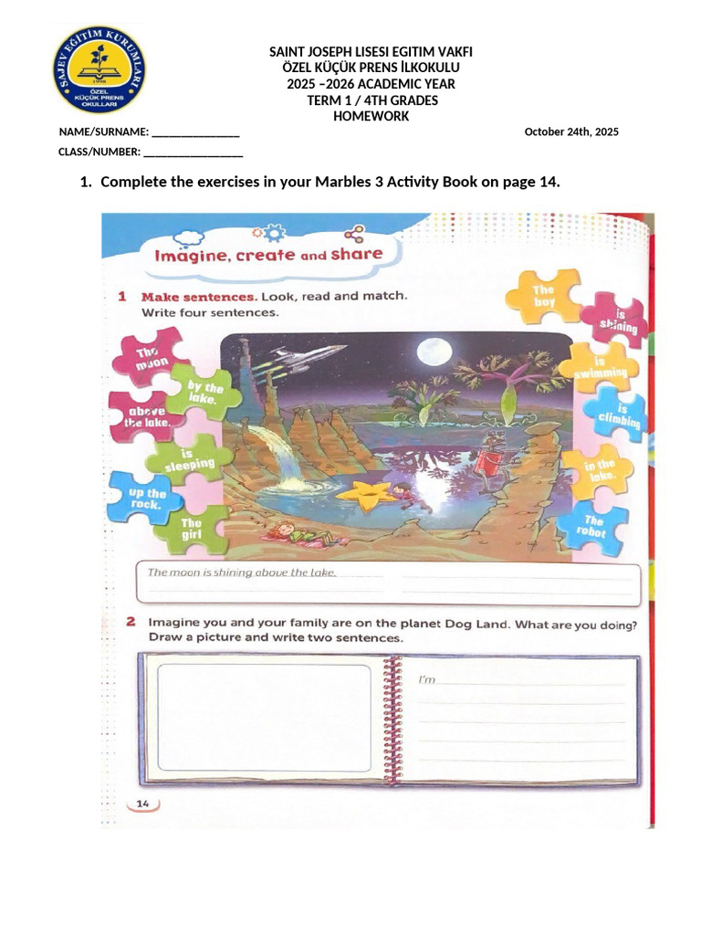 25.10.2024 4th Grade Homework | PDF