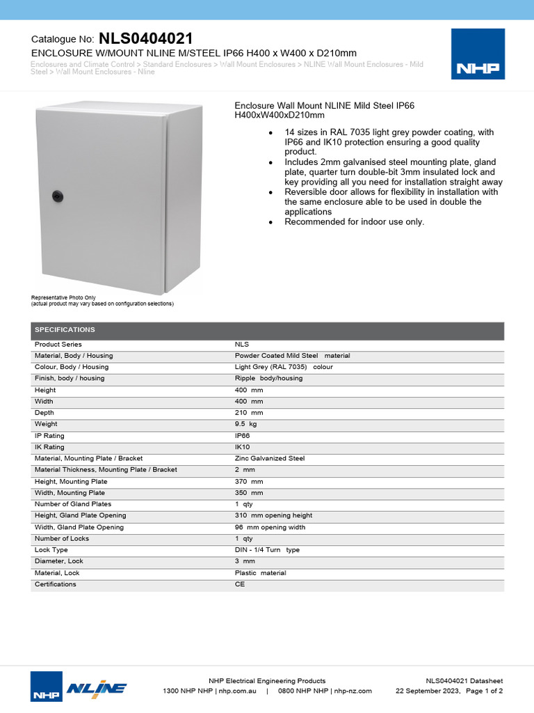 NLINE Wall Mount Enclosure IP66 Specs | PDF | Building Materials ...