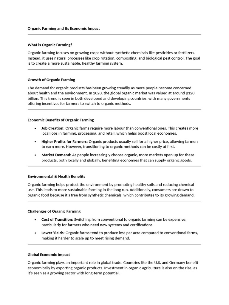 Economic Impact of Organic Farming | PDF | Organic Farming | Agriculture