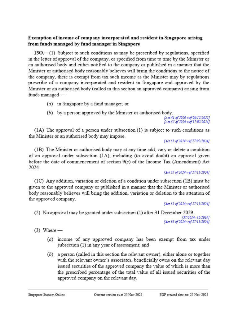 Singapore Tax Exemption for Companies | PDF | Partnership | Equity ...