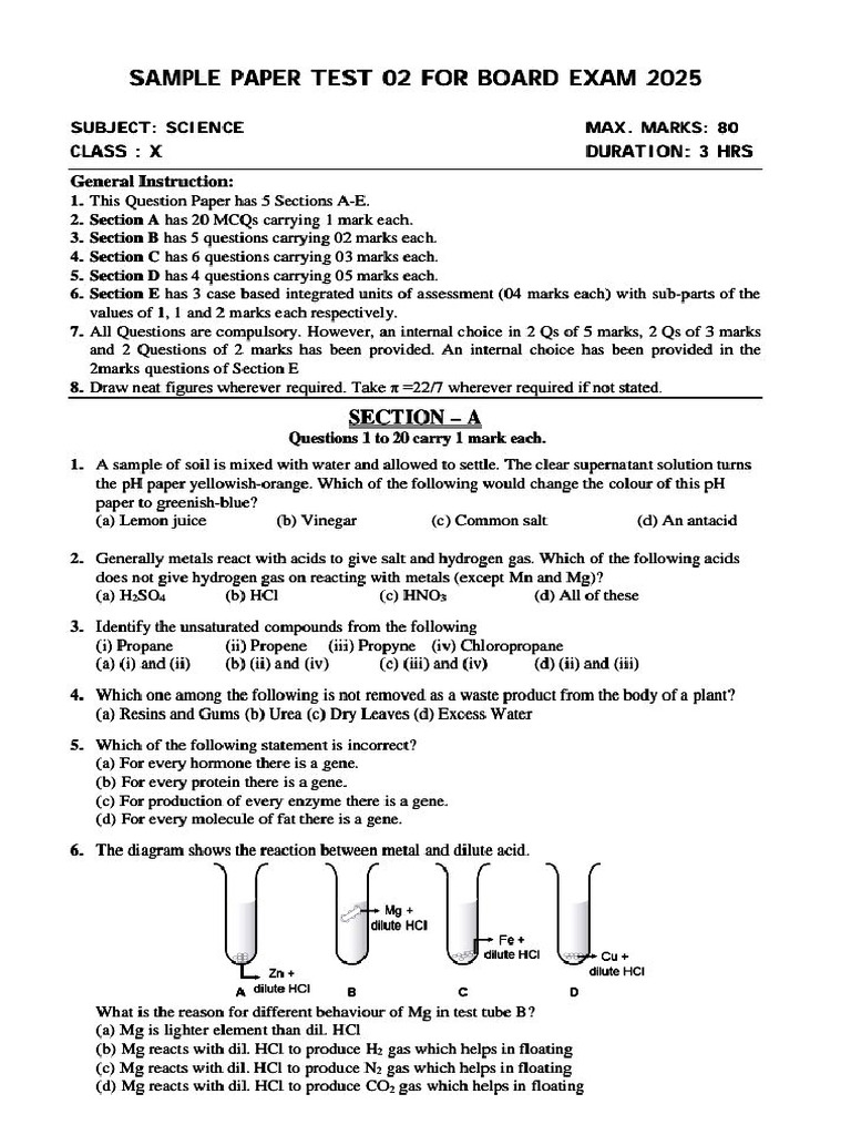 Science Ful Length Sample Paper | PDF