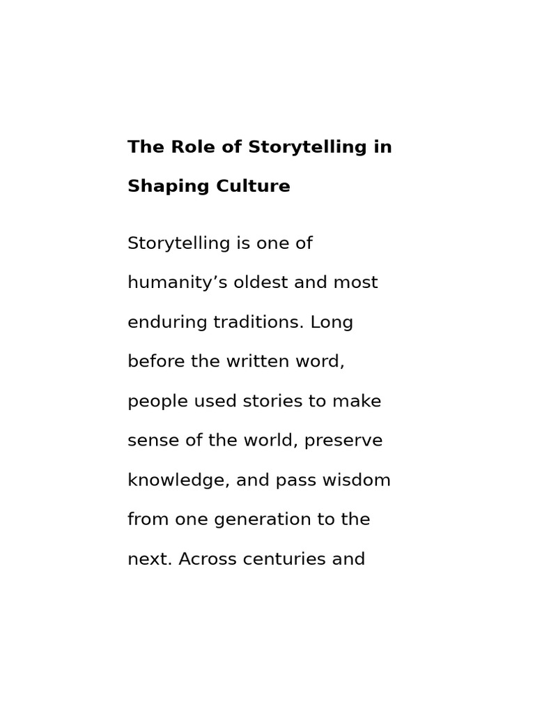 Storytelling's Impact on Culture | PDF | Storytelling | Narrative