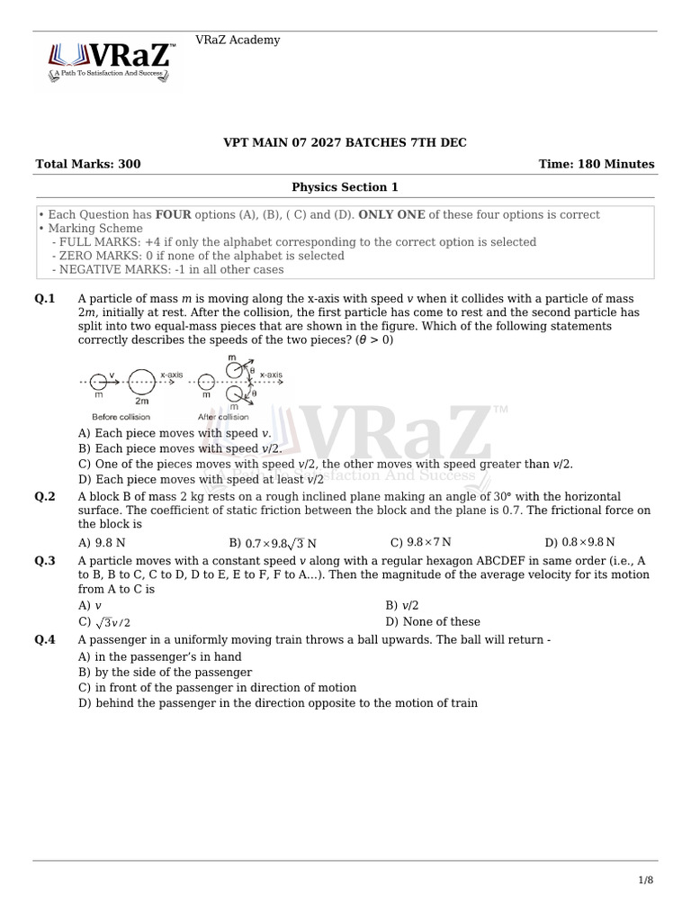 VPT Main 2027 Physics & Chemistry Exam | PDF | Atomic Orbital ...