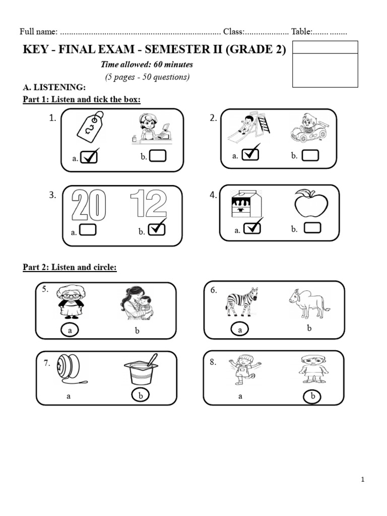 Grade 2 Final Exam Listening & Speaking | PDF | Clothing | Fashion