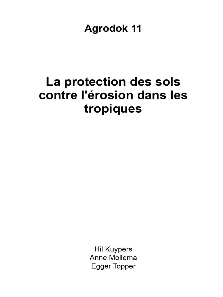 Protection des sols tropicaux contre l'érosion | PDF | Sol (pédologie ...