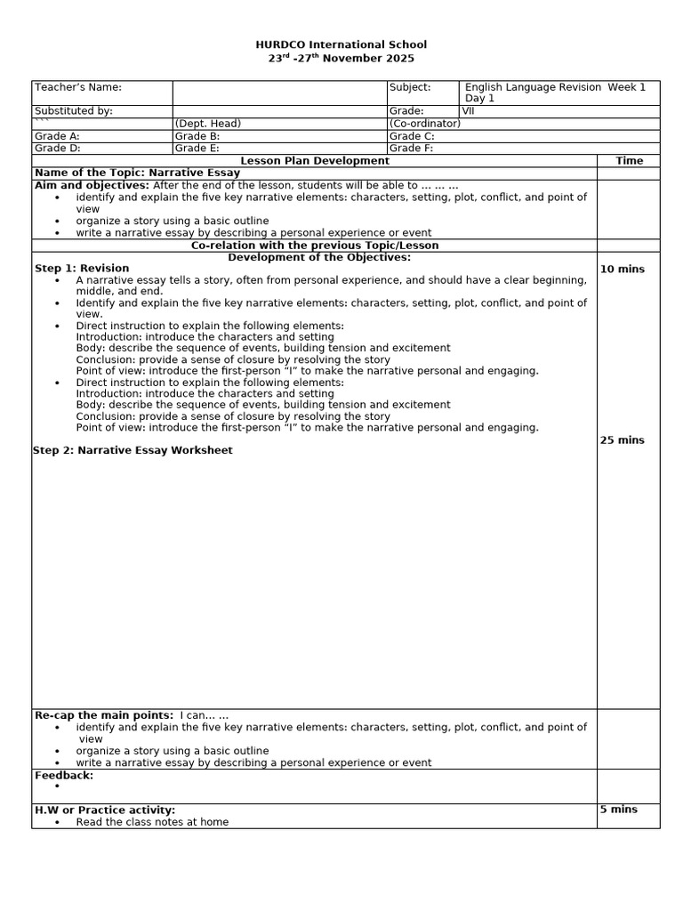 English Language Revision for Grade VII | PDF | Narrative | Essays