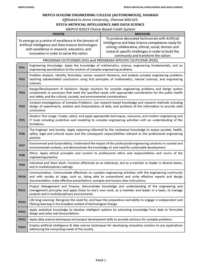 BTech AI and Data Science Curriculum | PDF | Artificial Intelligence ...