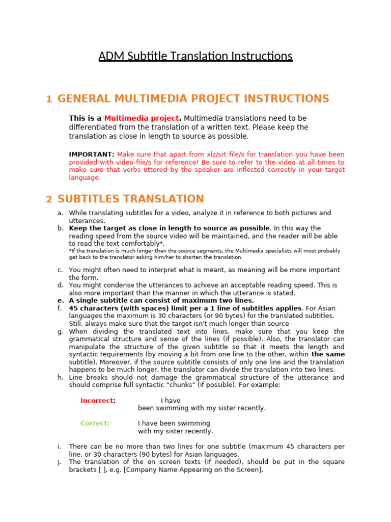 Subtitle Translation Guidelines | PDF | Translations | Grammar
