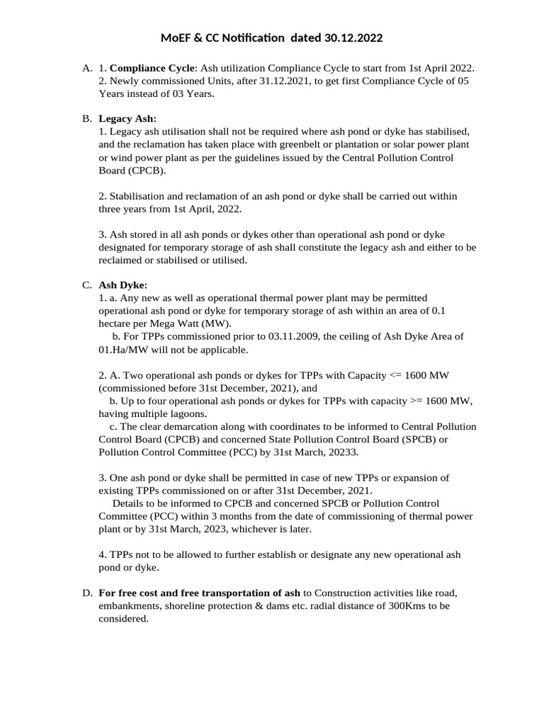 MoEF & CC Ash Utilization Guidelines 2022 | PDF