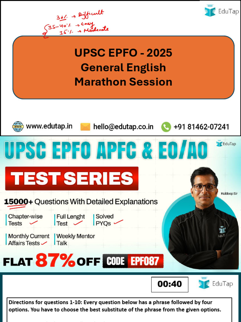 UPSC EPFO 2025 English Exam Guide | PDF | Linguistic Typology | Lexicology