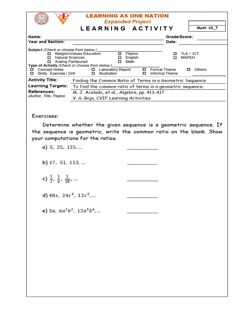 Finding Common Ratios in Sequences | PDF | Mathematics