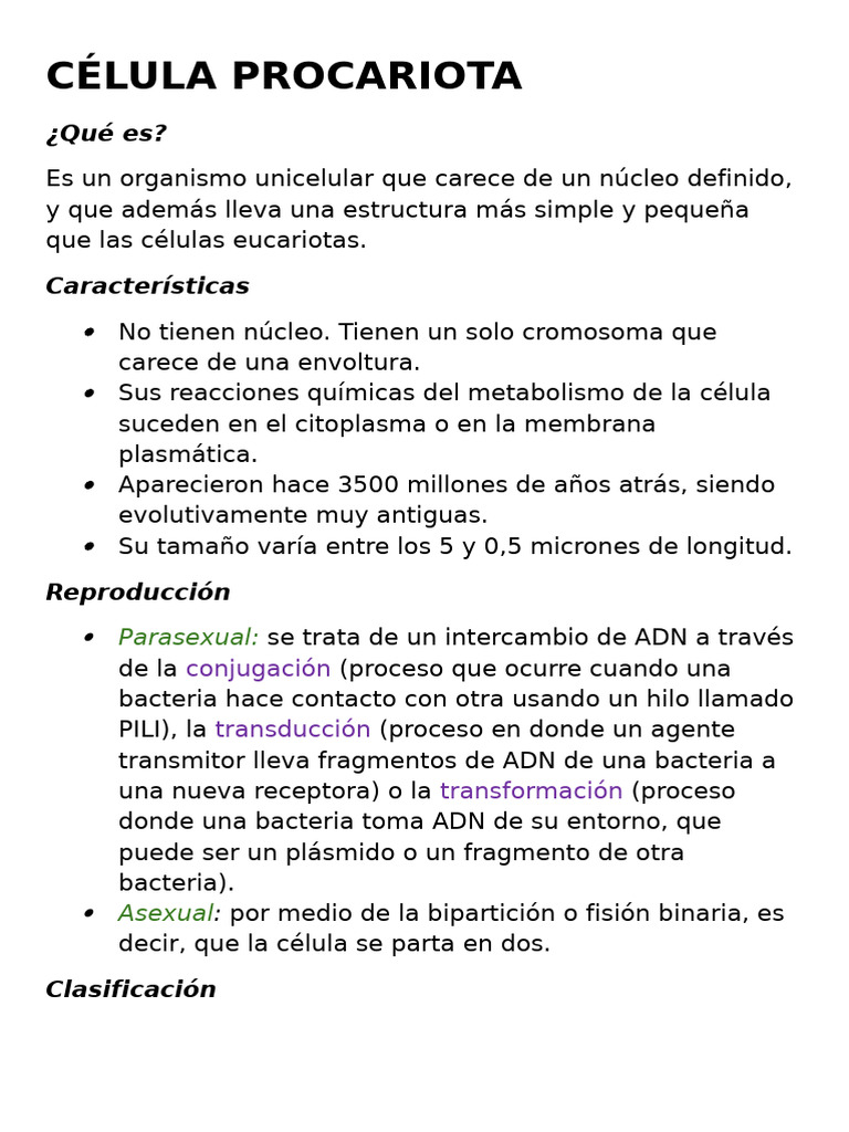 Características de las Células Procariotas | PDF | Biología Celular ...