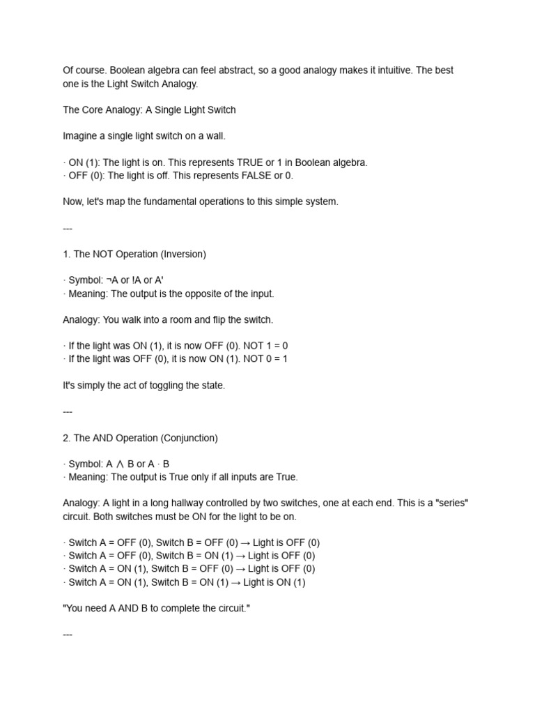 Understanding Boolean Algebra with Light Switches | PDF | Logic Gate ...