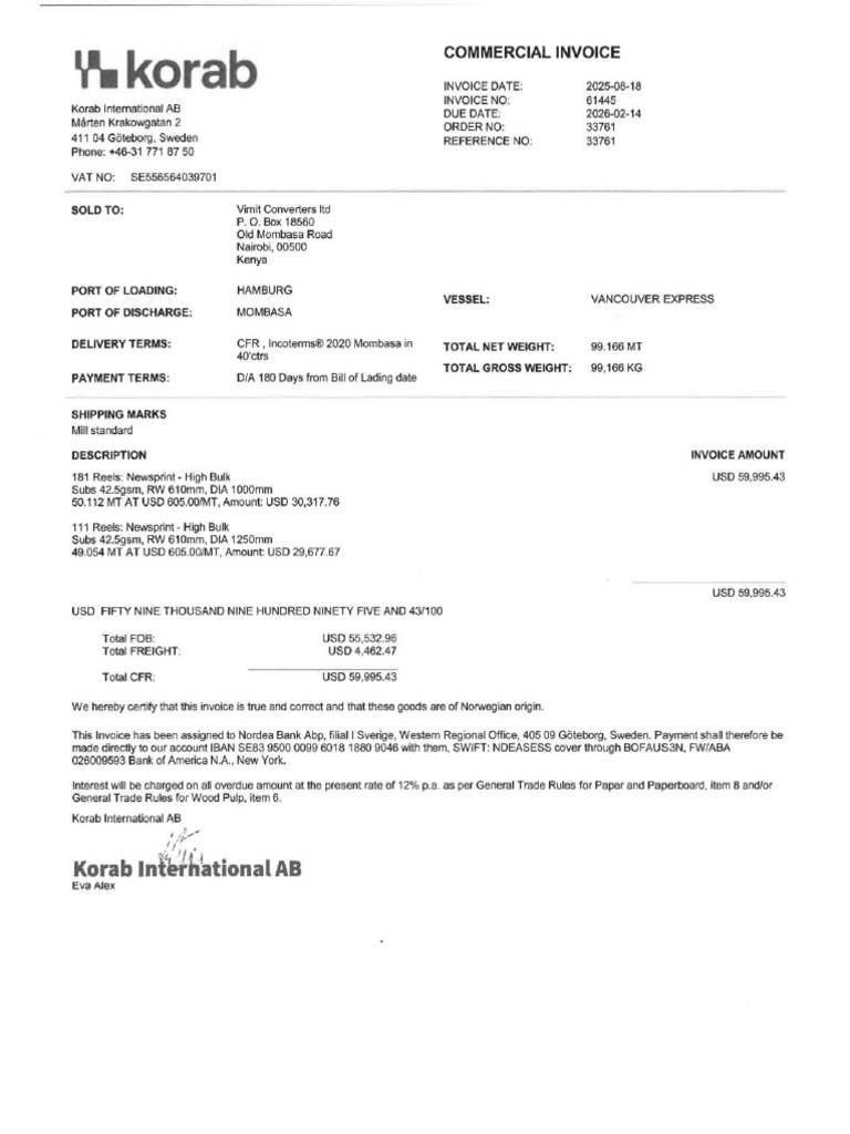 Invoice Korab Compressed | PDF