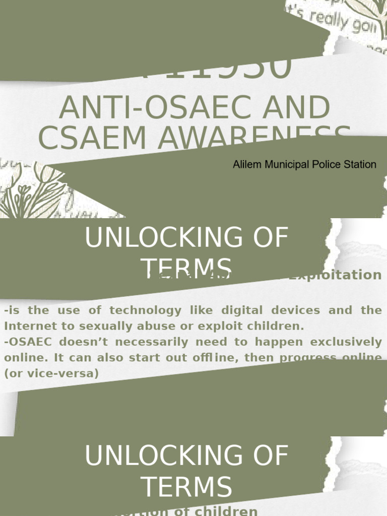 Understanding OSAEC and CSAEM Terms | PDF | Consent | Interpersonal ...