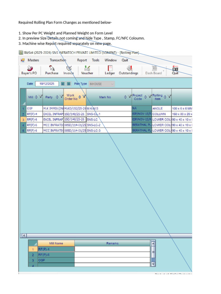 Required Rolling Plan Form Changes As Mentioned Below | PDF
